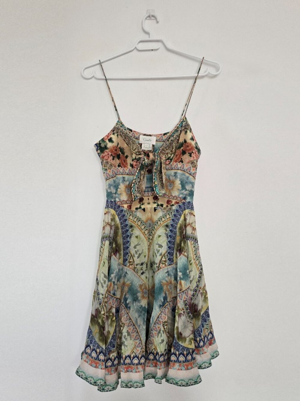 Camilla Sign Of Peace Short Dress With Tie Front Size 10 Small - Picture 2 of 14